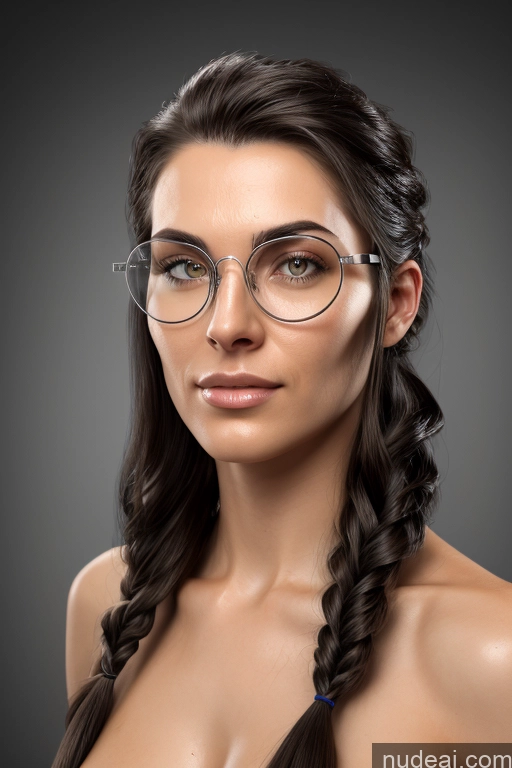 ai nude image of arafed woman with glasses and braided hair posing for a picture pics of One Busty Thick Perfect Body Tall Glasses 18 White Bathroom Front View Cumshot Nude Alternative Bright Lighting Woman Black Hair Long Hair 3d Nun