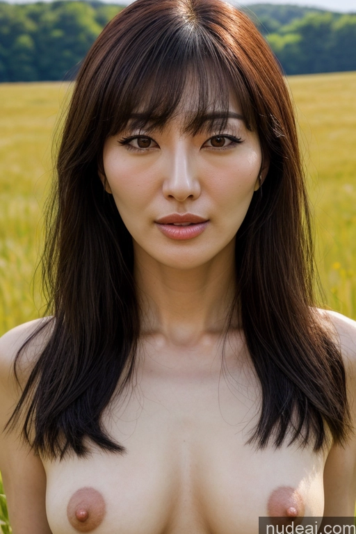 ai nude image of arafed asian woman with a very big breast standing in a field pics of Milf Several Small Tits Small Ass Tall Pubic Hair 50s Shocked Black Hair Bangs Korean Soft Anime Meadow Front View Cumshot Nude Topless Jewelry Bright Lighting