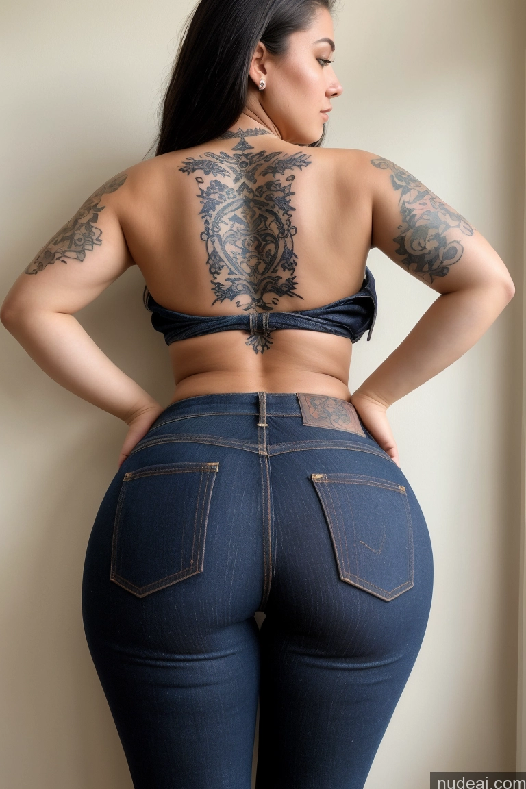 ai nude image of arafed woman with tattoos on her back and butt showing off pics of Woman Orgasm 18 Perfect Boobs Tattoos Big Ass Oiled Body Jeans Big Hips Shirt