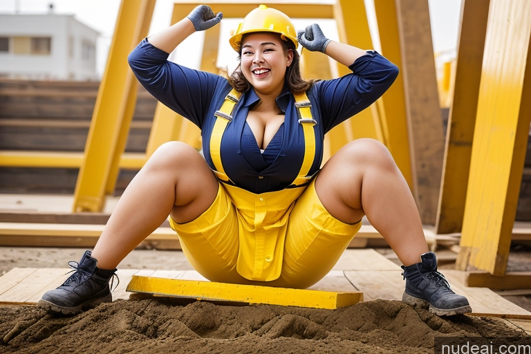 related ai porn images free for Chubby Happy Japanese Cleavage Construction Worker