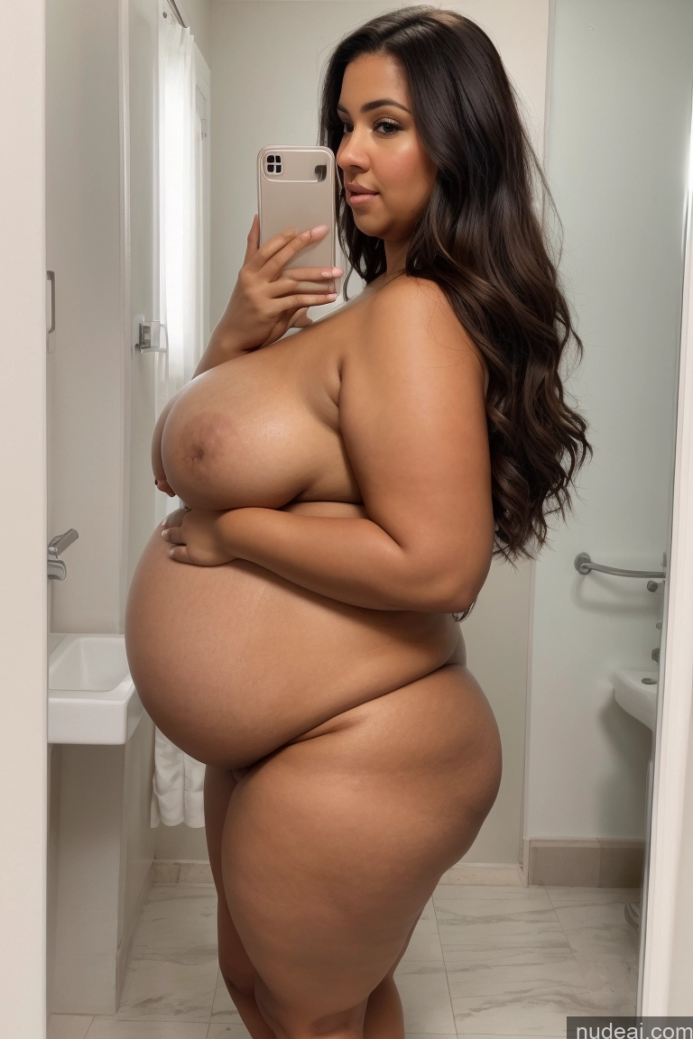 related ai porn images free for Woman Big Ass 20s Brunette Latina Long Hair Mirror Selfie Nude Bathroom Fat Front View Huge Boobs Pregnant