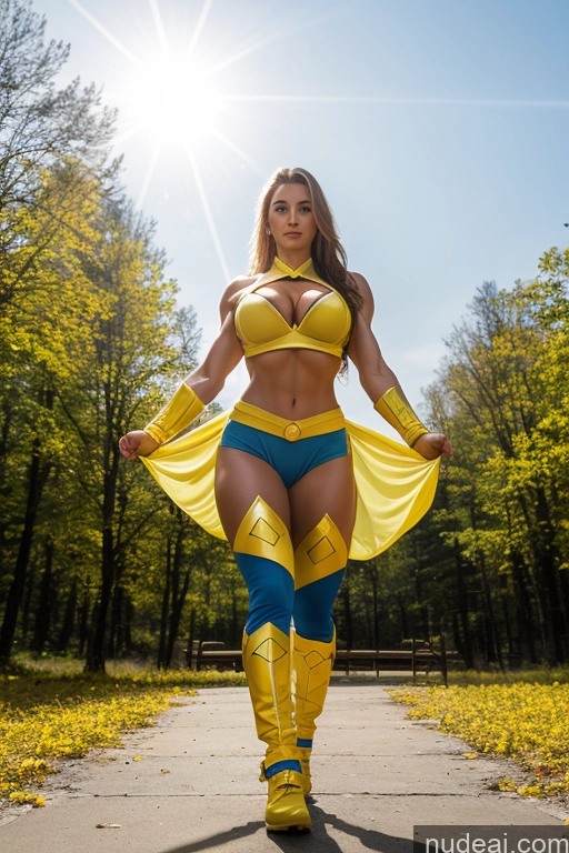 Ukraine Busty Abs Front View Muscular Powering Up Cosplay