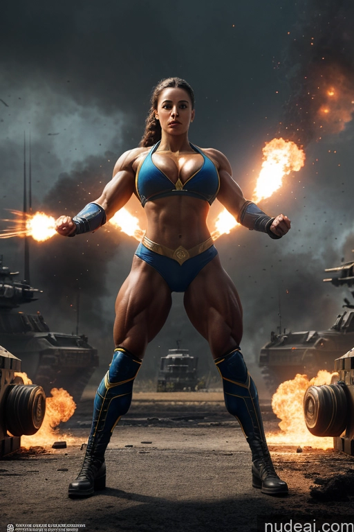 Ukraine Busty Abs Science Fiction Style Cosplay Powering Up Heat Vision Bodybuilder Battlefield