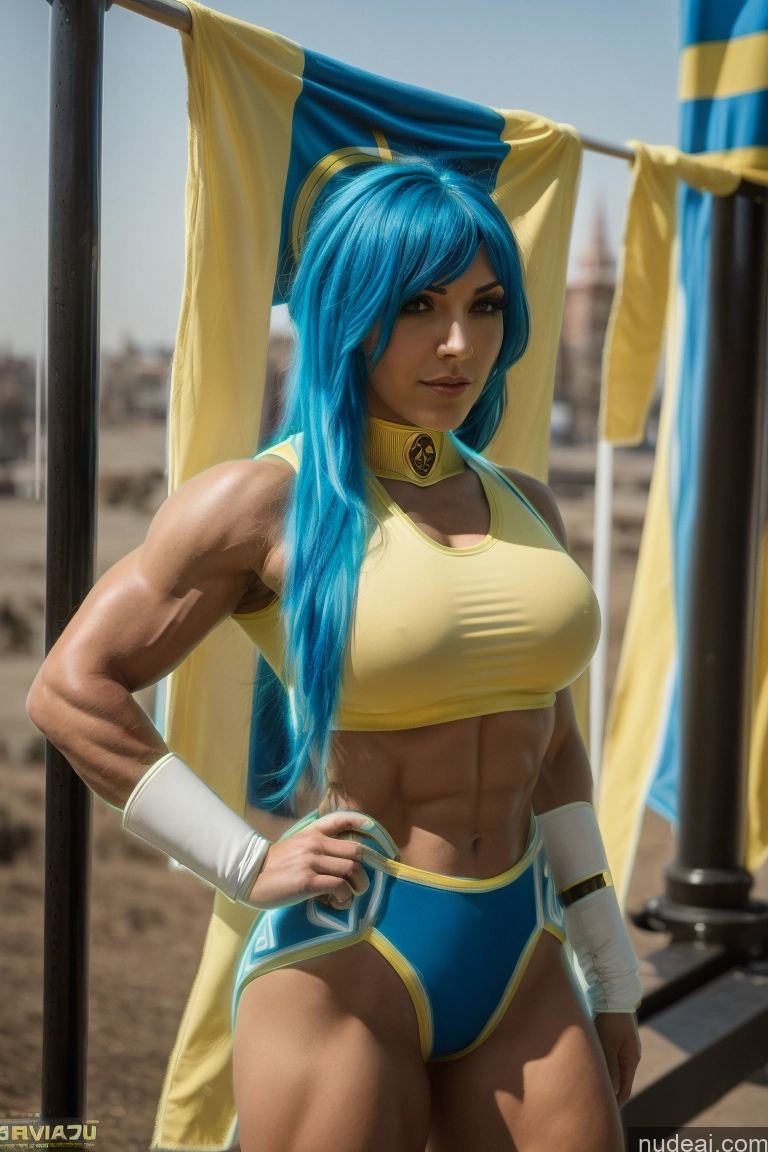 related ai porn images free for Ukraine Front View Muscular Perfect Boobs Cosplay Power Rangers Neon Lights Clothes: Blue Blue Hair