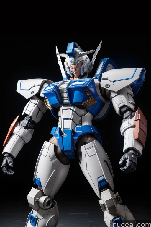 ai nude image of a close up of a robot with a blue and white suit on pics of Israel Cosplay Muscular Front View SuperMecha: A-Mecha Musume A素体机娘 Abs White Hair Bodybuilder