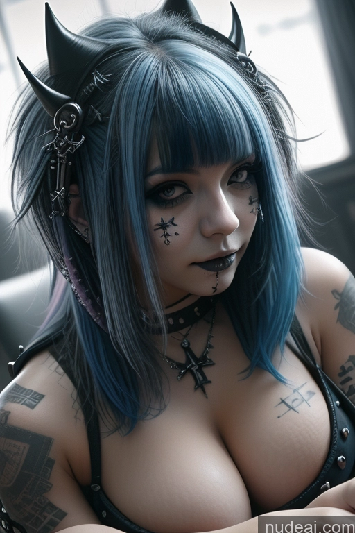 related ai porn images free for Perfect Boobs Busty Gothic Punk Girl Blue Hair French Close-up View Nude Massage