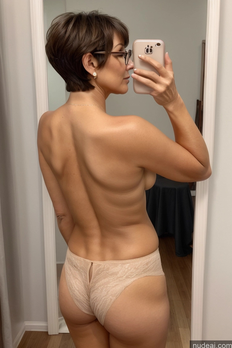 related ai porn images free for Milf One Glasses Brunette Perfect Boobs Sexy Face Short Hair 30s Mirror Selfie Back View