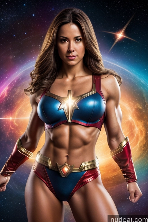 related ai porn images free for Mary Thunderbolt Cosplay Small Tits Powering Up Neon Lights Clothes: Red Superhero Abs Muscular Superheroine Busty Science Fiction Style Heat Vision Space