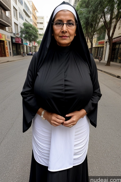 ai nude image of nun in black and white dress standing on street with hands in pockets pics of Busty Long Hair Indian Milf 70s Black Hair Detailed Nun Street