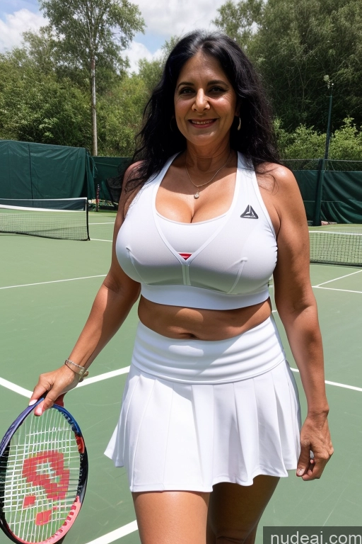 ai nude image of woman in white tennis outfit holding a tennis racket on a tennis court pics of Milf Busty Big Ass 70s Long Hair Indian Tennis One Black Hair