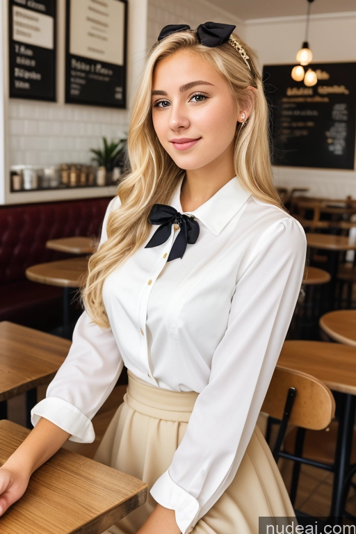 related ai porn images free for Woman 18 Blonde Cafe Blouse Bows Jacket Long Skirt Tie