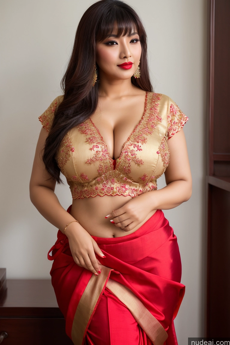 related ai porn images free for Chinese Blouse Sari Busty Lipstick Big Hips Bangs