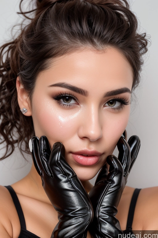 ai nude image of arafed woman wearing black gloves and a black bra top pics of Beautiful Small Tits Wavy Hair Gloves Cumshot