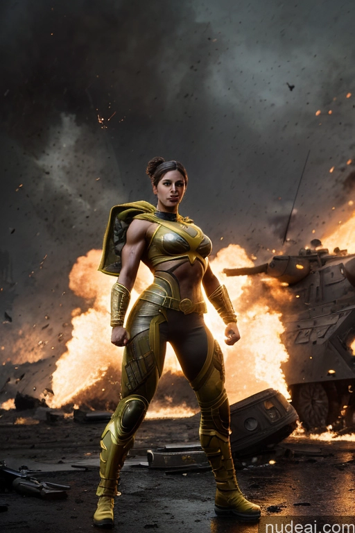 related ai porn images free for Military Front View Muscular Abs Superheroine Ukraine Battlefield Superhero Neon Lights Clothes: Yellow