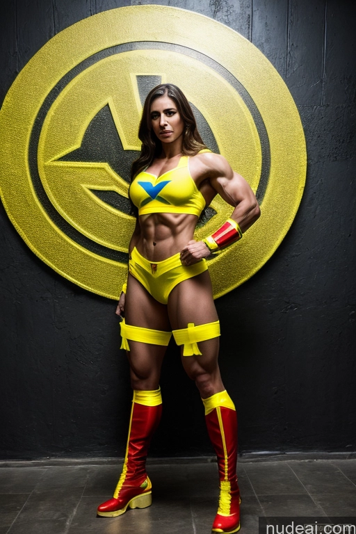 related ai porn images free for Military Front View Muscular Abs Superheroine Ukraine Superhero Neon Lights Clothes: Yellow