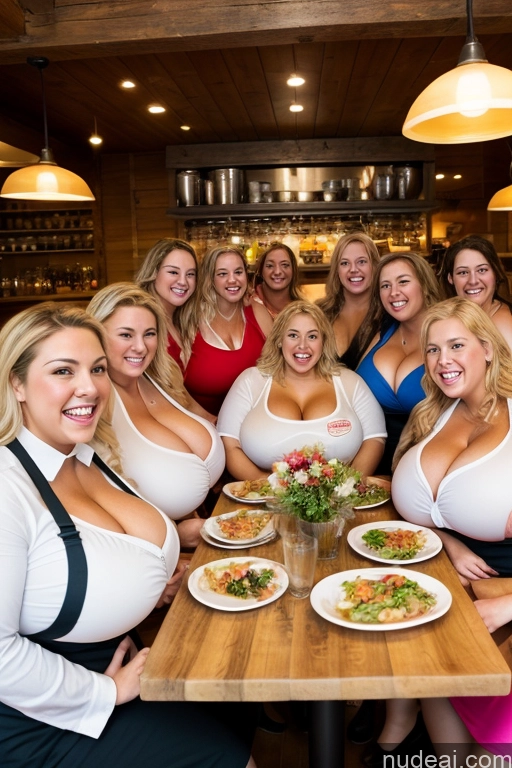 related ai porn images free for Several Busty Thick Chubby Fat 30s Blonde Happy Apron Restaurant Long Hair Laughing Huge Boobs