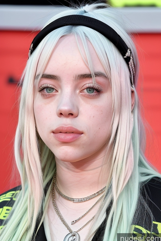 ai nude image of arafed woman with blonde hair and a black headband pics of Billie Eilish Soft Anime