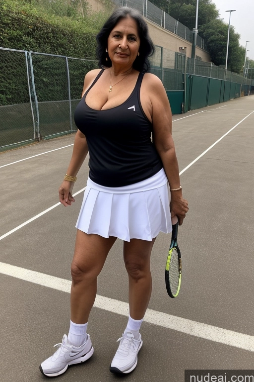 ai nude image of there is a woman standing on a tennis court holding a tennis racket pics of Milf One Busty Big Ass Long Hair Indian Cleavage 80s Take Off Your School Uniform, Track Pants, Track Suit, Street Black Hair Tennis