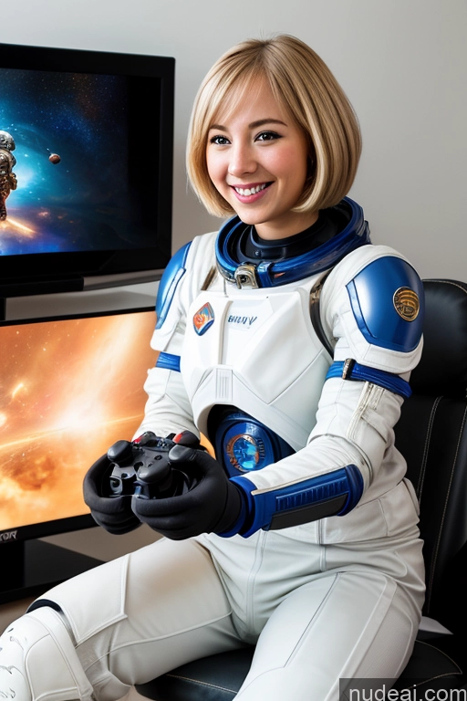 related ai porn images free for One Woman Beautiful 20s Happy Blonde Bobcut British Gaming Space Suit Sci-fi Armor Detailed Bright Lighting