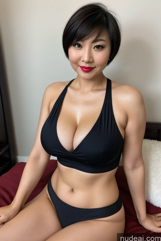 related ai porn images free for Woman Busty Beautiful Lipstick 40s Short Hair Chinese Tank Top Cleavage Partially Nude Dark Lighting