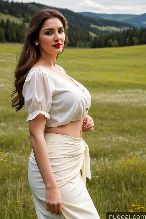 ai nude image of there is a woman standing in a field of grass with a dress on pics of Blouse Sari Model One Busty Lipstick Big Hips Meadow Fairer Skin