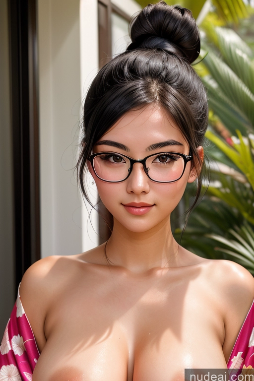 related ai porn images free for Glasses Perfect Boobs Beautiful Hair Bun Black Hair Detailed Topless Kimono 18