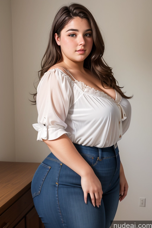 related ai porn images free for Woman One Thick Big Ass Big Hips 18 Brunette Long Hair French Front View Jeans Chemise Chubby Blouse Small Tits Shirt Suit