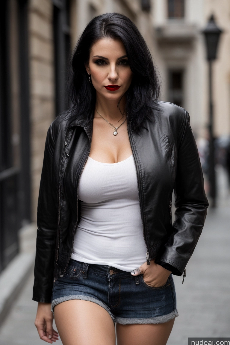 related ai porn images free for Perfect Boobs Beautiful Pubic Hair Serious Sexy Face Black Hair Fairer Skin Lipstick Front View Shirt Jeans Jacket Straight Italian Leather 50s Casual Goth Woman