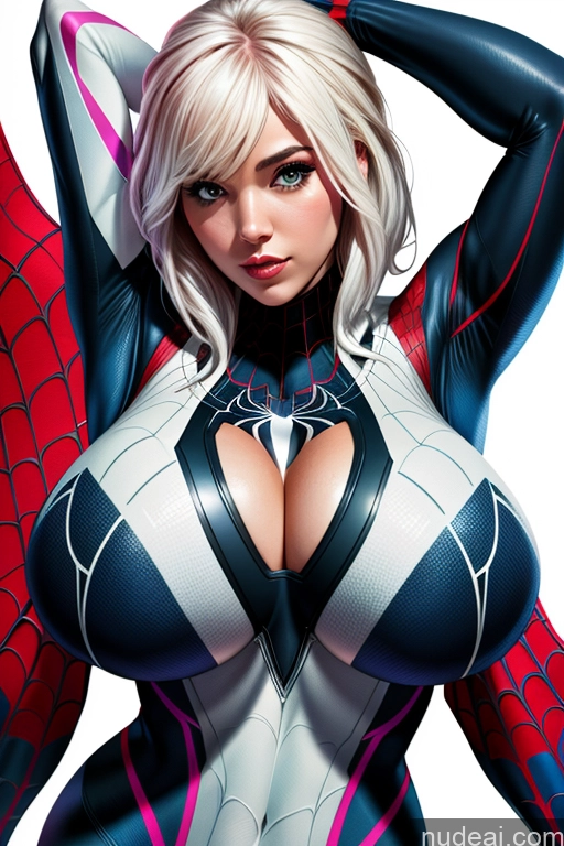 ai nude image of spider - man and woman in full costume posing for a picture pics of Woman Huge Boobs Spider-Gwen