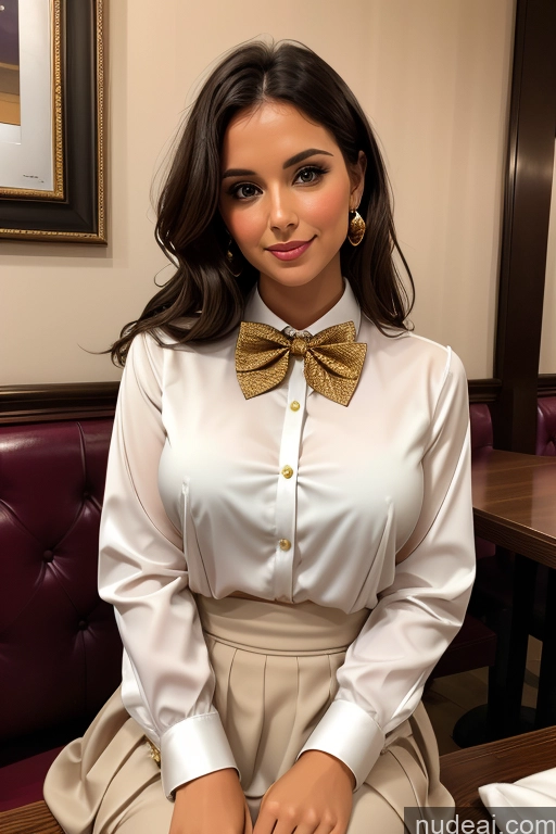 related ai porn images free for Woman Beautiful 30s White Restaurant Blouse Bow Tie Bows Jacket Long Skirt Tie Diamond Jewelry Gold Jewelry Jewelry Pearl Jewelry Brunette