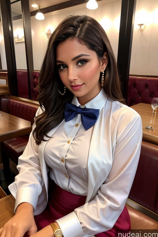 related ai porn images free for Woman Beautiful 30s White Restaurant Blouse Bow Tie Bows Jacket Long Skirt Tie Diamond Jewelry Gold Jewelry Jewelry Pearl Jewelry Brunette