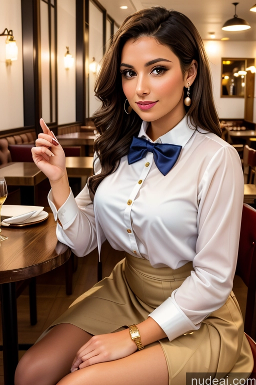 related ai porn images free for Woman Beautiful 30s White Restaurant Blouse Bow Tie Bows Jacket Long Skirt Tie Diamond Jewelry Gold Jewelry Jewelry Pearl Jewelry Brunette