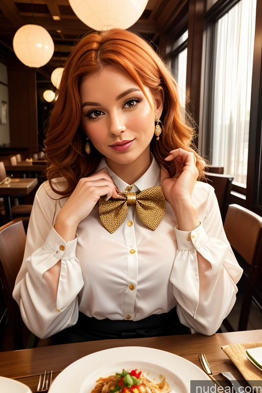 related ai porn images free for Woman Beautiful 30s White Restaurant Blouse Bow Tie Bows Jacket Long Skirt Tie Diamond Jewelry Gold Jewelry Jewelry Pearl Jewelry Ginger