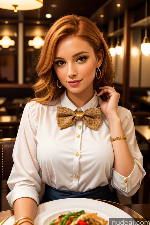 related ai porn images free for Woman Beautiful 30s White Restaurant Blouse Bow Tie Bows Jacket Long Skirt Tie Diamond Jewelry Gold Jewelry Jewelry Pearl Jewelry Ginger