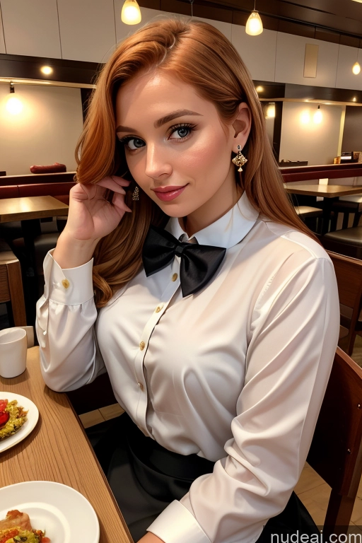 related ai porn images free for Woman Beautiful 30s White Restaurant Blouse Bow Tie Bows Jacket Long Skirt Tie Diamond Jewelry Gold Jewelry Jewelry Pearl Jewelry Ginger