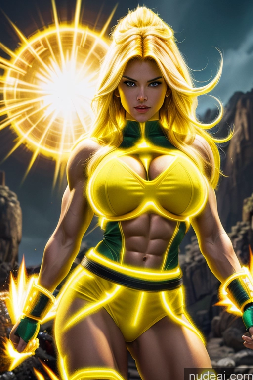 related ai porn images free for Busty Muscular Super Saiyan 3 Super Saiyan Science Fiction Style Abs Powering Up Neon Lights Clothes: Yellow Superhero Superheroine