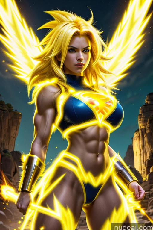 related ai porn images free for Busty Muscular Super Saiyan 3 Super Saiyan Science Fiction Style Abs Powering Up Neon Lights Clothes: Yellow Superhero Superheroine