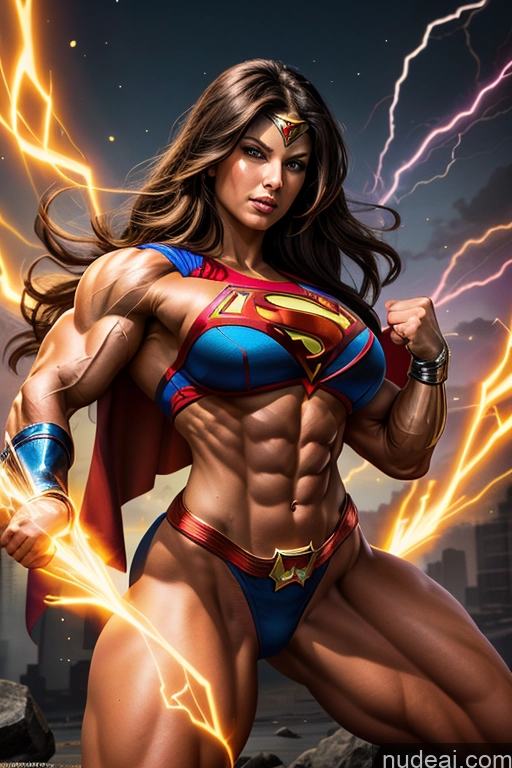 related ai porn images free for Muscular Powering Up Busty Superhero Abs Several Superheroine