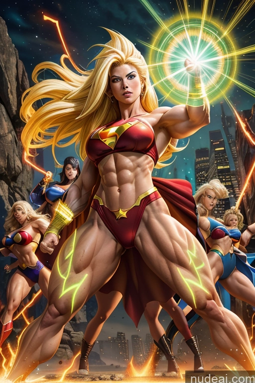 related ai porn images free for Superheroine Busty Muscular Abs Superhero Powering Up Several Super Saiyan 3