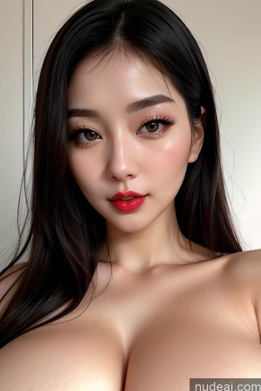 related ai porn images free for Model One Huge Boobs Beautiful Lipstick Fairer Skin 30s Black Hair Slicked Korean Close-up View Simple