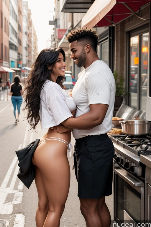 related ai porn images free for Huge Boobs Big Ass Long Legs Tall Happy Black Hair Messy Cooking Micro Skirt Alternative Partially Nude Woman + Man Two Street Side View 20s White Shirt