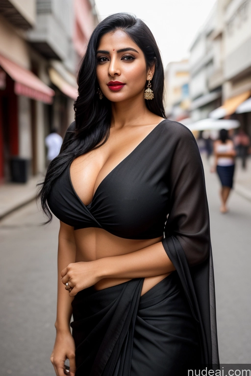 related ai porn images free for Woman One Lipstick 30s Black Hair Slicked Indian Simple Perfect Body Huge Boobs Beautiful Sari Blouse Street