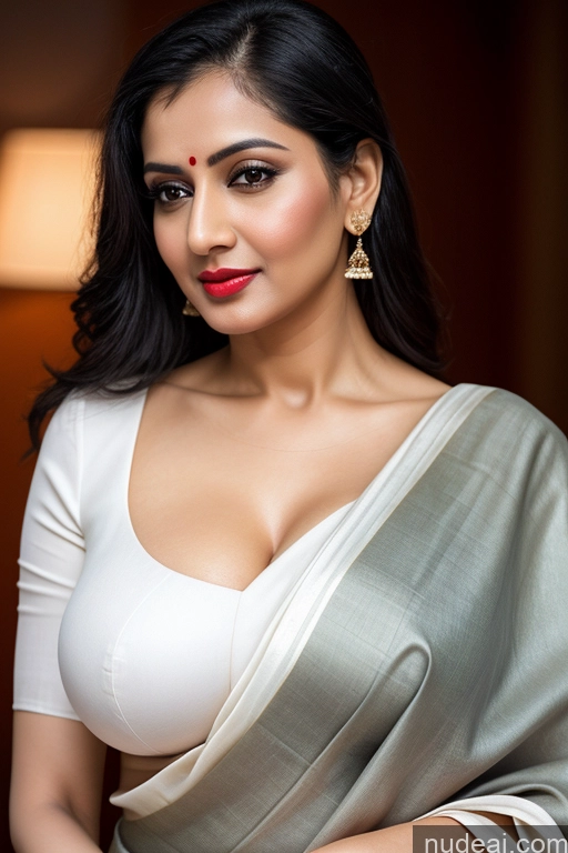 related ai porn images free for Woman One Huge Boobs Beautiful Lipstick Fairer Skin 40s Black Hair Slicked Indian Close-up View Simple Sari