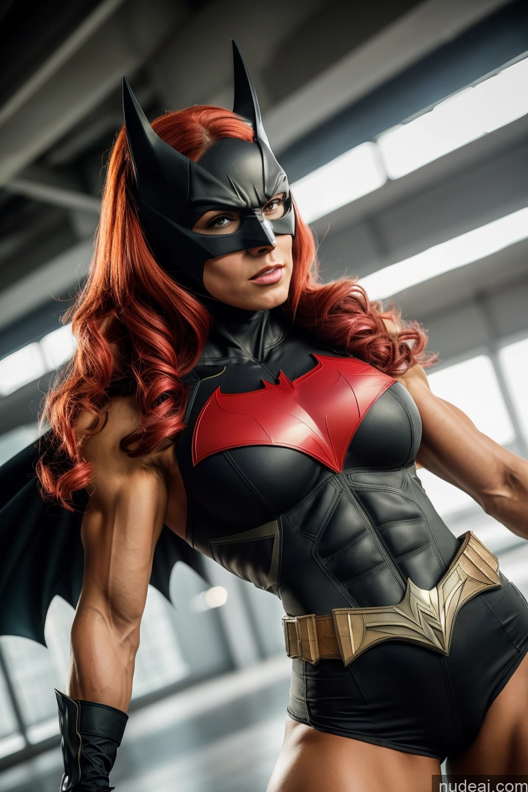 Batwoman Regal Cosplay Muscular Abs Busty Small Tits