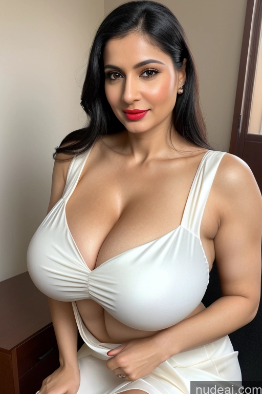 related ai porn images free for Woman One Huge Boobs Beautiful Lipstick Fairer Skin 40s Black Hair Slicked White Close-up View Sari Cleavage Simple