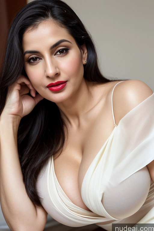 related ai porn images free for Woman One Huge Boobs Beautiful Lipstick Fairer Skin 40s Black Hair Slicked White Close-up View Sari Cleavage Simple