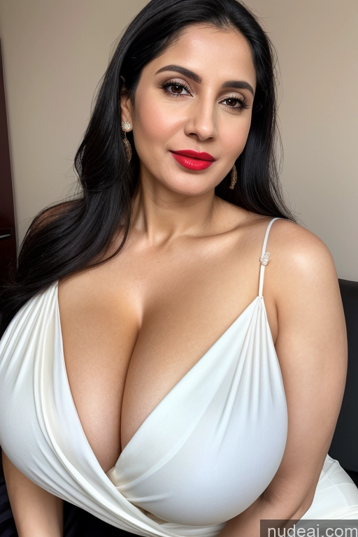 related ai porn images free for Woman One Huge Boobs Beautiful Lipstick Fairer Skin 40s Black Hair Slicked White Close-up View Sari Cleavage Simple