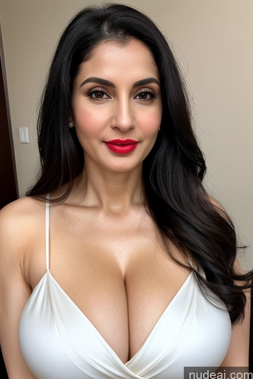 related ai porn images free for Woman One Huge Boobs Beautiful Lipstick Fairer Skin 40s Black Hair Slicked White Close-up View Sari Cleavage Simple