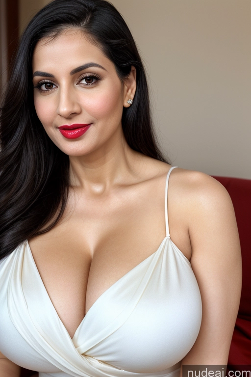 related ai porn images free for One Woman Huge Boobs Beautiful Lipstick Fairer Skin 40s Black Hair Slicked White Close-up View Sari Cleavage Simple