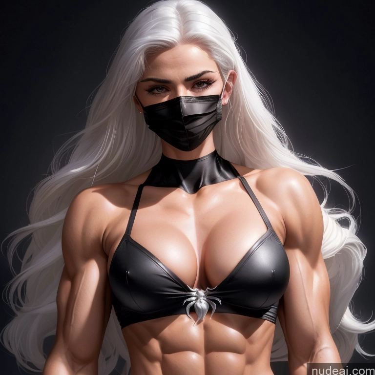 Black Cat Abs Muscular Busty Small Tits